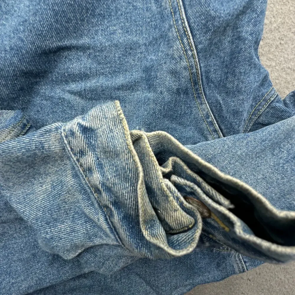 Vintage Arizona Jean Company Sherpa Lined Denim Jean Trucker Jacket Mens Small